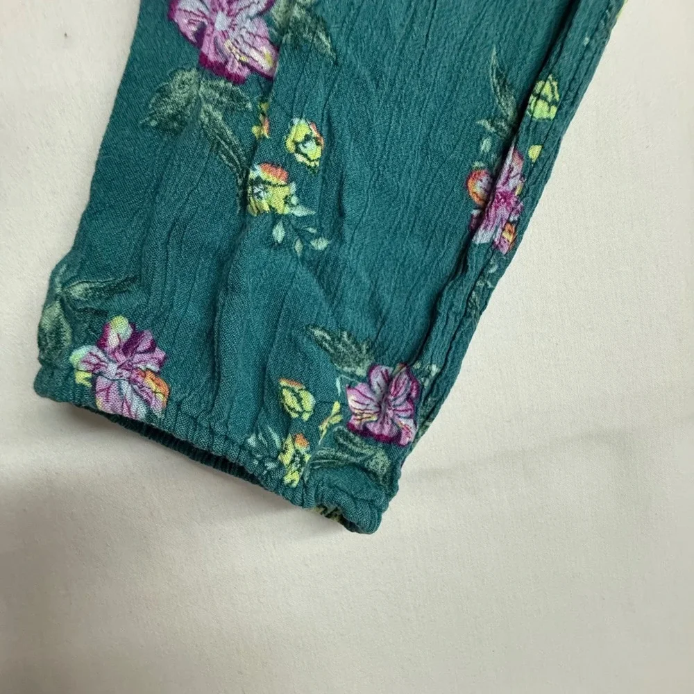 Justice Girls L 12/14 Floral 2 Pc Shorts Set Wrap Crop Top Green Boho Outfit